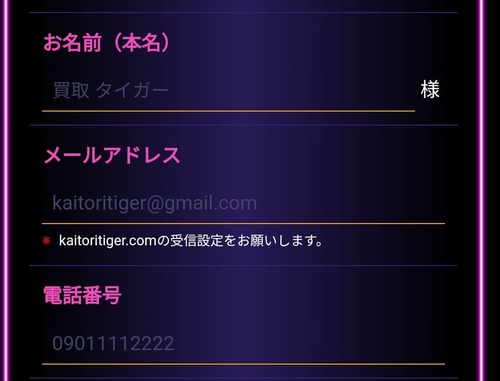 買取タイガー申し込みの流れ5