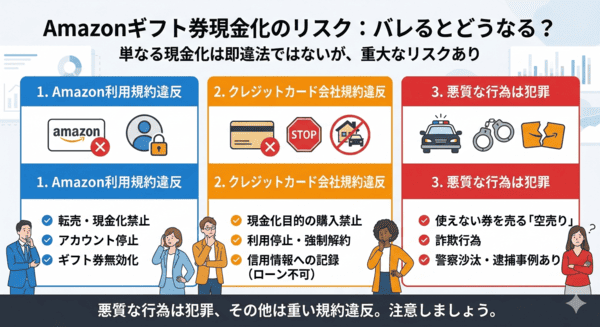 Amazonギフト券（アマギフ）の買取や現金化がバレると逮捕される可能性はあるのか